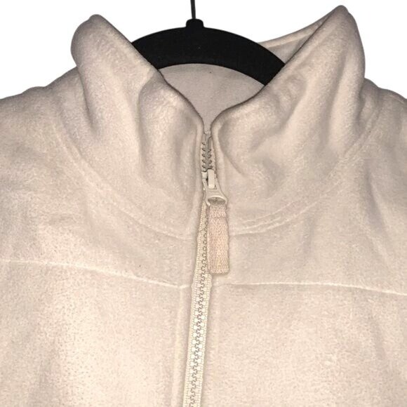 Womens White Lands End Fleece Zip-Up Vest Size L Warm & Soft Polyester Blend - Picture 4 of 11